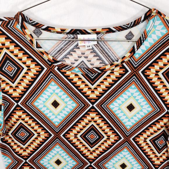 LuLaRoe Shirt Dress Women Medium Multicolor Geometric Southwestern Pullover Midi - Picture 4 of 6